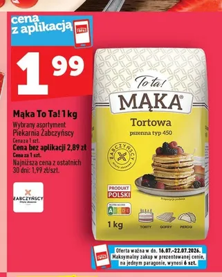 Mąka pszenna tortowa typ 450 To Ta! promocja w TOPAZ