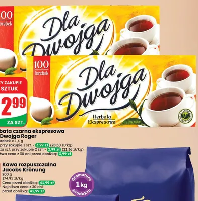 Herbata czarna ekspresowa Dla Dwojga Roger promocja w Dino