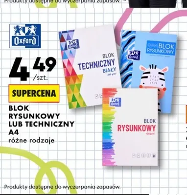 Blok rysunkowy A4 Oxford promocja w Biedronka