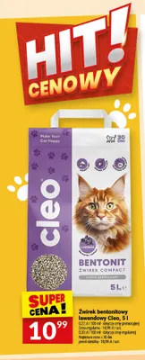 Żwirek bentonitowy lawendowy Cleo promocja w Twój Market