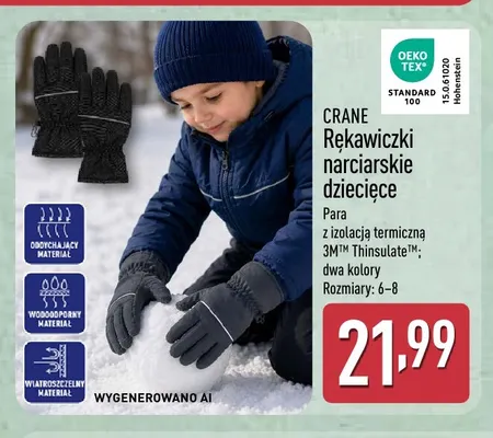 Rękawiczki narciarskie dziecięce Crane promocja w Aldi