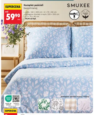 Komplet pościeli bawełnianej Smukee 160x200 cm promocja w Biedronka