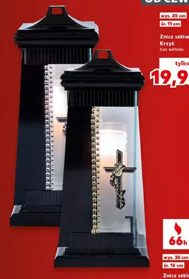 Znicz szklany Krzyż bez wkładu promocja w Kaufland
