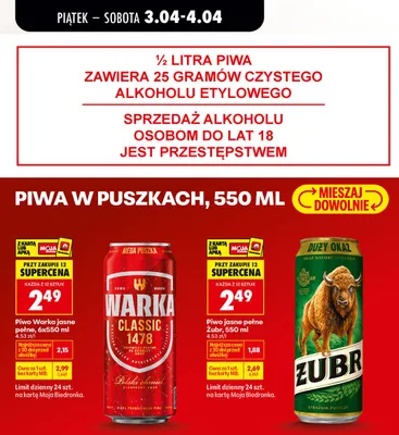 Piwo jasne pełne 6x550ml promocja w Biedronka