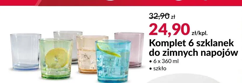 Komplet 6 szklanek do zimnych napojów promocja w Salony Agata