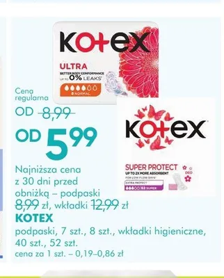 Podpaski Kotex promocja w Super-Pharm