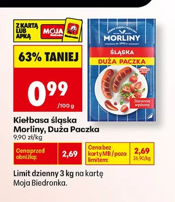 Kiełbasa śląska Morliny Duża Paczka promocja w Biedronka