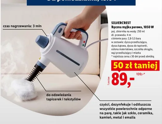 Ręczna myjka parowa, 1050 W promocja w Lidl