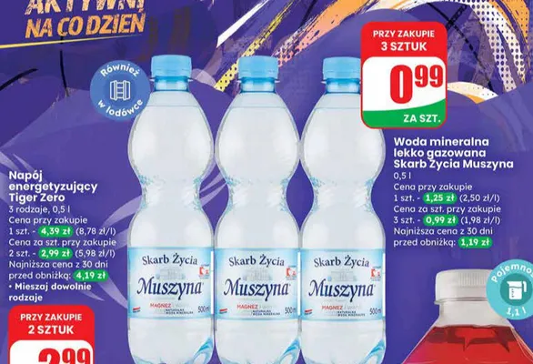 Woda mineralna lekko gazowana Muszyna promocja w Dino