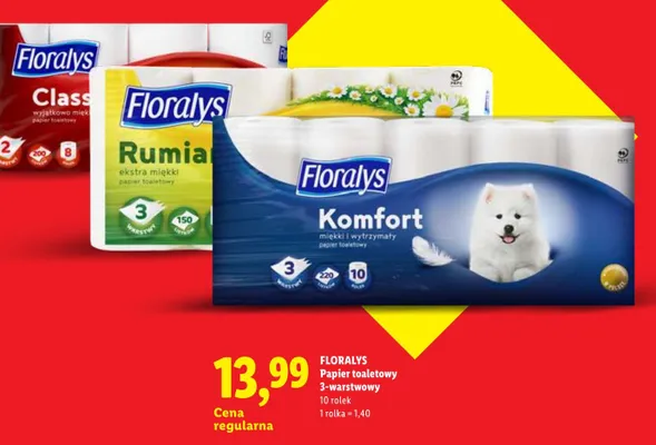 Papier toaletowy Floralys Komfort 3-warstwowy promocja w Lidl