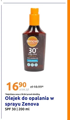 Olejek do opalania w sprayu Zenova SPF 30 promocja w Action
