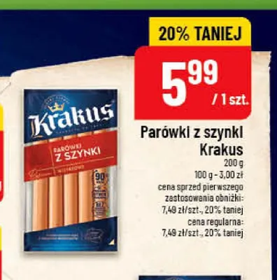 Parówki z szynki Krakus promocja w POLOmarket