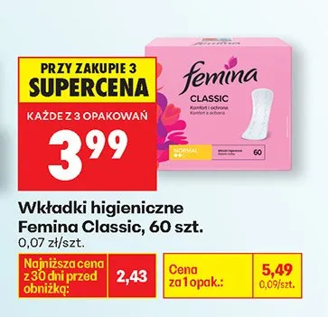 Wkładki higieniczne Classic promocja w Biedronka