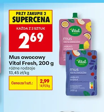 Mus owocowy Vital Fresh promocja w Biedronka