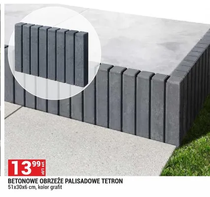 Betonowe obrzeże palisadowe Tetron 51x30x6cm promocja w Merkury Market