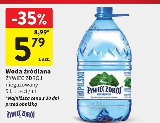 Woda źródlana niegazowany promocja w Intermarche