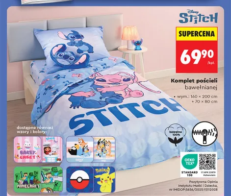 Komplet pościeli bawełnianej Stitch promocja w Biedronka