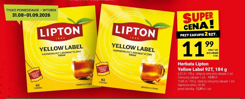 Herbata Lipton Yellow Label promocja w Twój Market