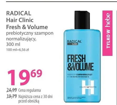 Szampon prebiotyczny Fresh & Volume normalizujący promocja w Hebe