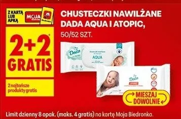 Chusteczki nawilżane DADA AQUA I ATOPIC promocja w Biedronka