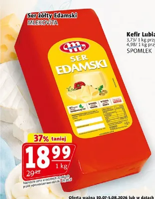Ser żółty Edamski Mlekovita promocja w Prim Market