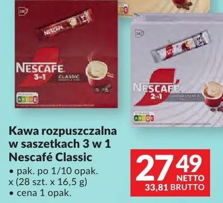 Kawa rozpuszczalna w saszetkach Nescafé Classic 3 w 1 promocja w Makro