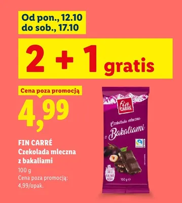 Czekolada mleczna z bakaliami Fin Carré promocja w Lidl