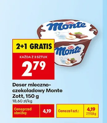 Deser mleczno-czekoladowy Monte Zott promocja w Biedronka
