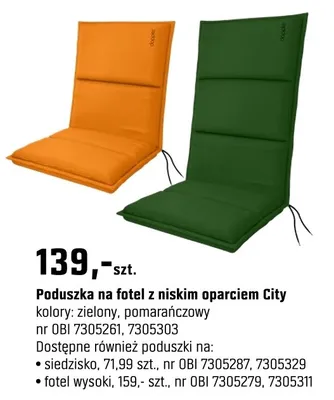 Poduszka na fotel z niskim oparciem City promocja w OBI