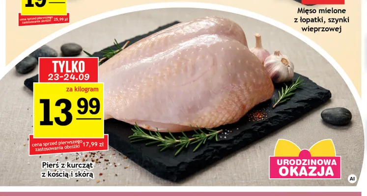 Pierś z kurcząt z kością i skórą promocja w Gram Market