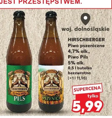 Piwo pszeniczne 4,7% alk., Piwo Pils 5% alk. promocja w Kaufland