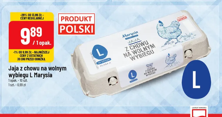 Jaja z chowu na wolnym wybiegu L Marysia 10-pak promocja w POLOmarket