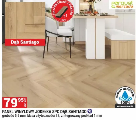 Panel winylowy jodełka SPC Dąb Santiago promocja w Merkury Market