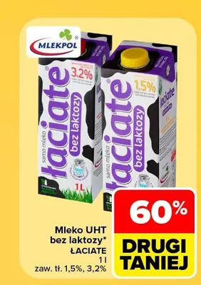 Mleko UHT bez laktozy Łaciate 3,2% promocja w Carrefour
