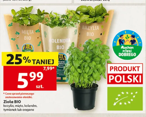 Zioła BIO tymianek Pewni Dobrego promocja w Auchan