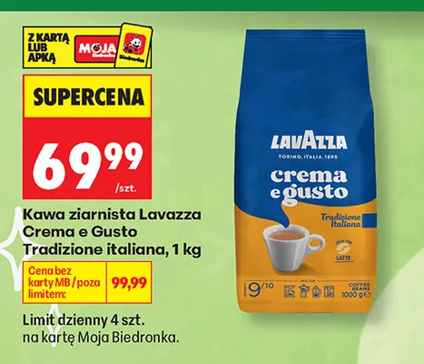 Kawa ziarnista Lavazza Crema e Gusto Tradizione Italiana promocja w Biedronka