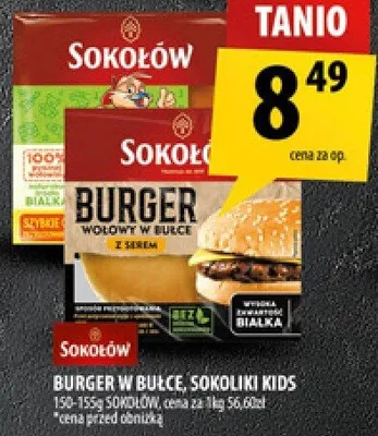 Burger w bułce, Sokoliw kids 190g promocja w Arhelan