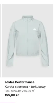Kurtka sportowa adidas Performance turkusowa promocja w Lounge by Zalando