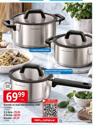 Rondel ze stali nierdzewnej Chef 1,8 l Florina promocja w Leclerc
