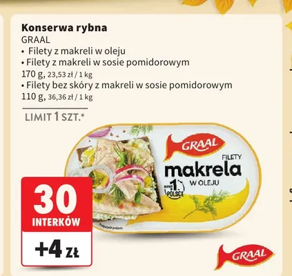 Konserwa rybna filety z makreli w sosie pomidorowym Graal promocja w Intermarche
