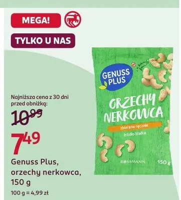 Orzechy nerkowca Genuss Plus promocja w Rossmann