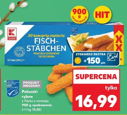 Paluszki rybne z fileta z mintaja 30 knusprig panierte Fisch-Stäbchen promocja w Kaufland