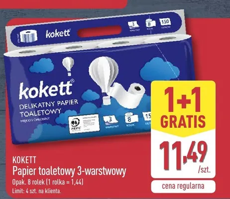 Papier toaletowy 3-warstwowy Kokett promocja w Aldi