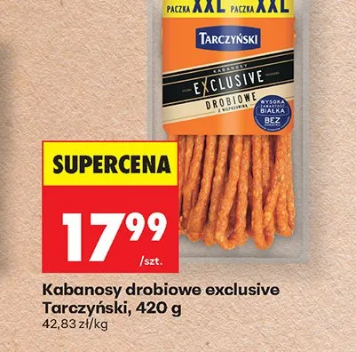 Kabanosy drobiowe exclusive Tarczyński promocja w Biedronka