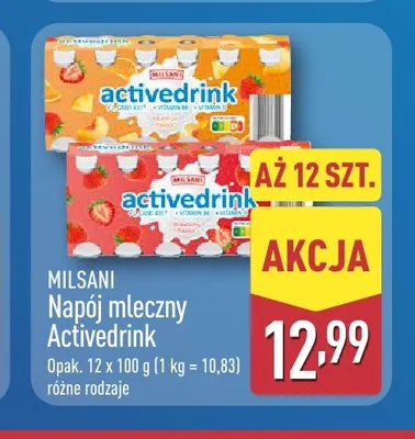 Napój mleczny Activedrink 12-pak Milsani promocja w Aldi