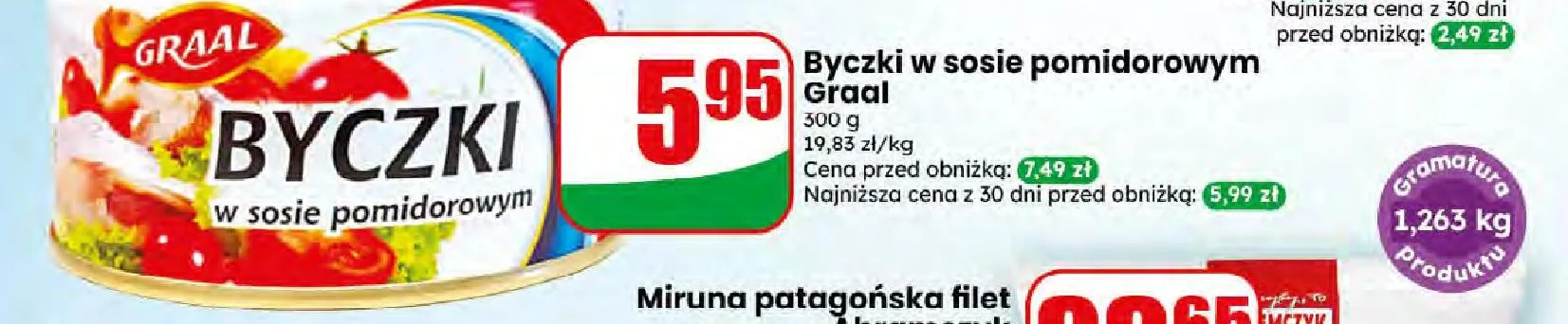 Byczki w sosie pomidorowym Graal promocja w Dino