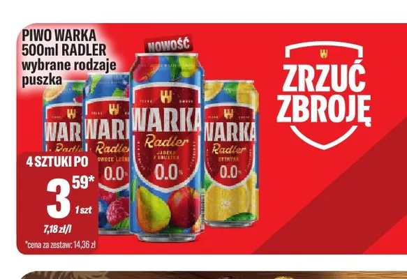 Piwo bezalkoholowe Warka Radler promocja w Tomi Markt