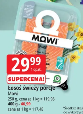 Łosoś świeży porcje promocja w Leclerc