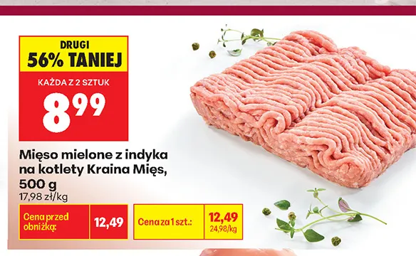 Mięso mielone z indyka na kotlety Kraina Mięs promocja w Biedronka