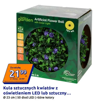 Kula sztucznych kwiatów z oświetleniem LED Lovely Garden promocja w Action